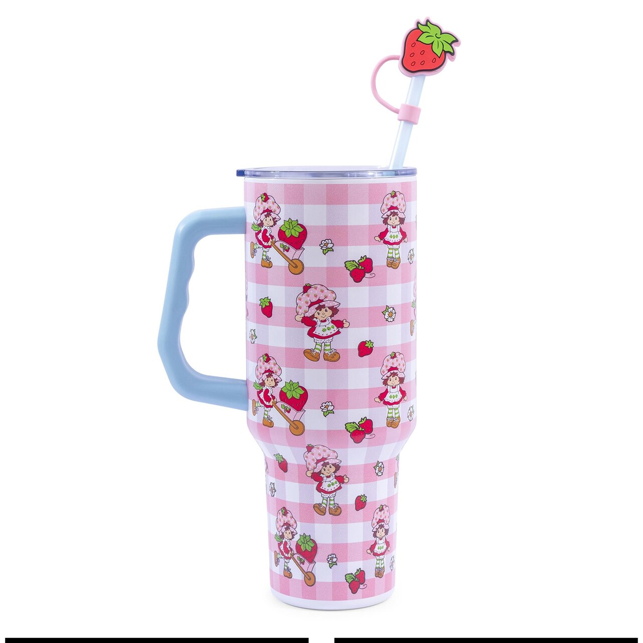 Strawberry Shortcake Pink Pattern 40-Ounce Stainless Steel Tumbler With Handle